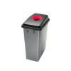 PAPELERA RECICLAJE 60L TAPA ROJA