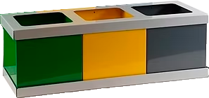 PAPELERA CLASIFICACIÓN 3 CUBOS PINTADOS 3X8L