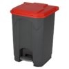 CONTENEDOR 87 L. GRIS CON RUEDAS Y TAPA DE COLOR ROJO