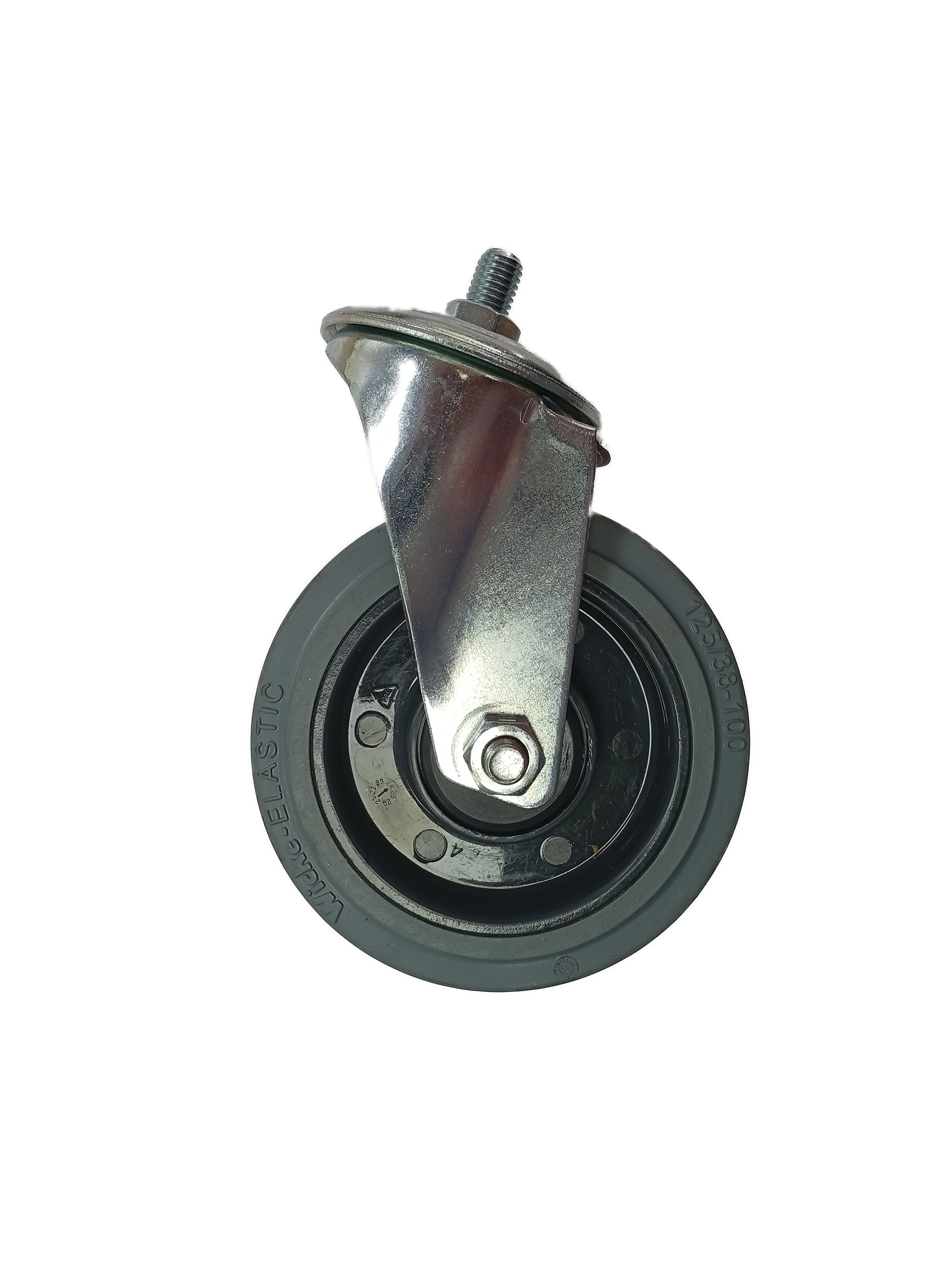 Rueda elástica gris castor giratorio tornillo M-12