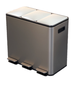 PAPELERA PEDAL TRES CUBOS DE 15 L.